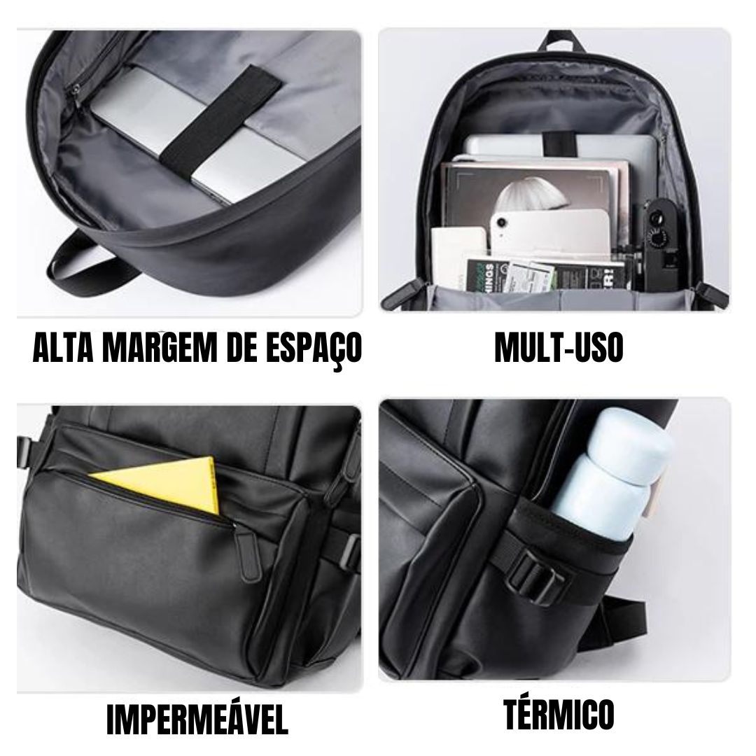 Mochila Inteligente de Couro Digital Tech™