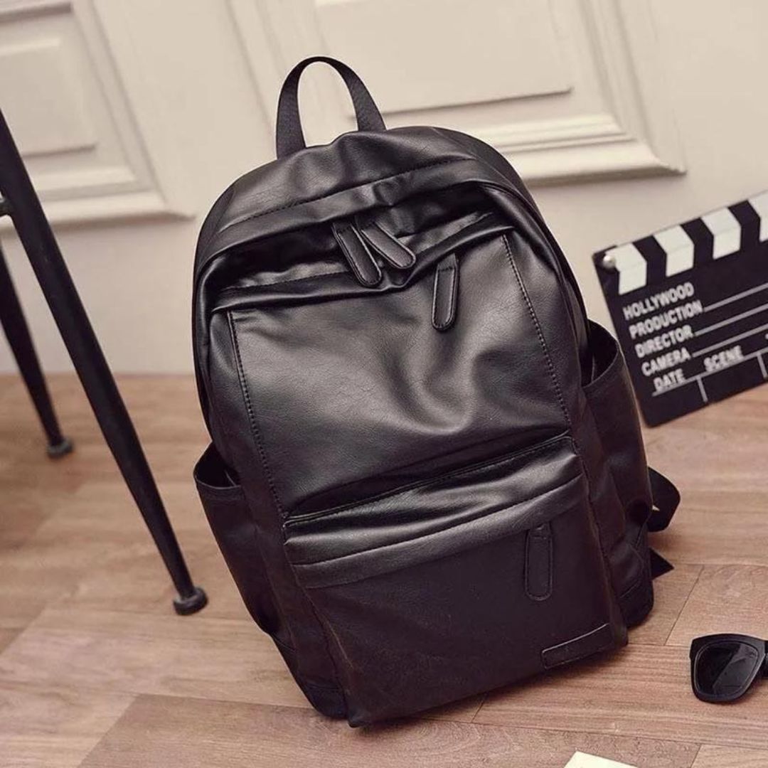 Mochila de Couro Casual Old Black™