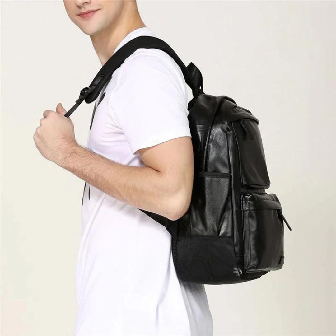 Mochila de Couro Casual Old Black™