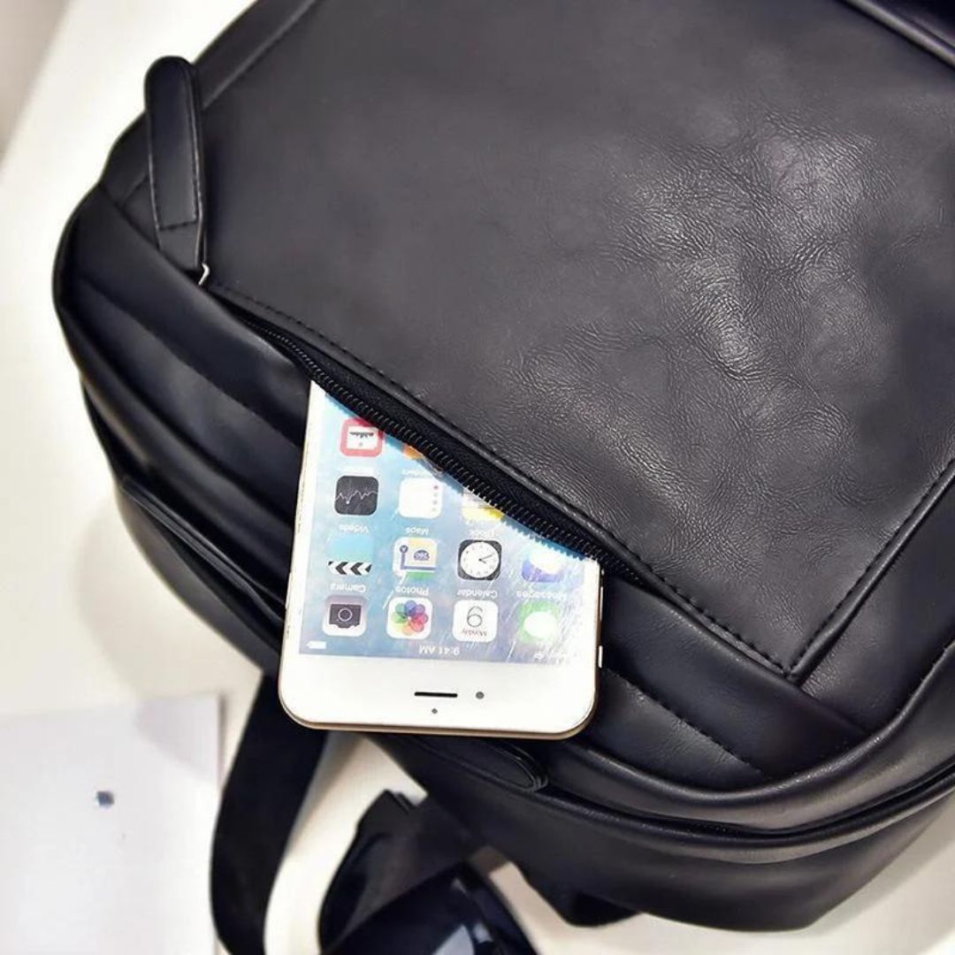 Mochila de Couro Casual Old Black™
