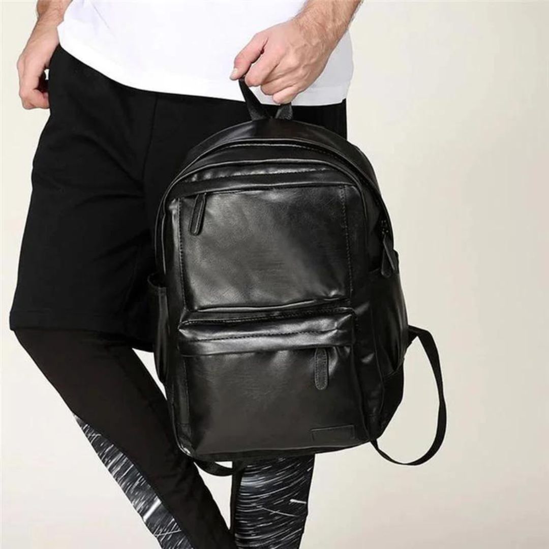 Mochila de Couro Casual Old Black™